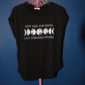 REBEL SOCIETY Black T-Shirt with Moon print